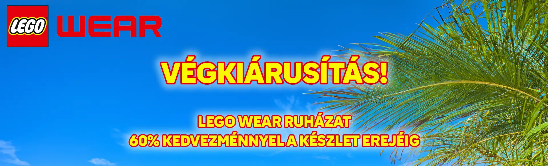 Végkiárusítás! Minden LEGO Wear Ruházati termék 60%-os kedvezménnyel a készlet erejéig!