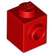 87087c5 - LEGO piros kocka 1 x 1 méretű oldalán 1 bütyökkel