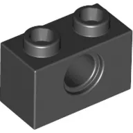3700c11 - LEGO fekete technic kocka 1 x 2 méretű, lyukkal