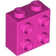 22885c47 - LEGO sötét rózsaszín kocka 1 x 2 x 1 2/3 méretű oldalán 4 bütyökkel