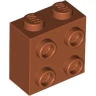 22885c68 - LEGO sötét narancssárga kocka 1 x 2 x 1 2/3 méretű oldalán 4 bütyökkel