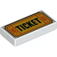 3069bpb584c1 - LEGO fehér csempe 1 x 2 méretű TICKET és 0937 mintával