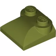 47457c155 - LEGO oliva zöld kocka 2 x 2 x 2/3 méretű, két bütyökkel, íves véggel