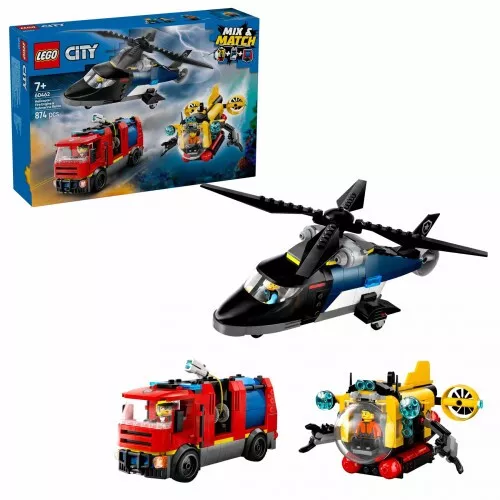 60462 - LEGO City - Helikopter, tűzoltóautó és tengeralattjáró egy csomagban