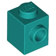 87087c39 - LEGO sötét türkiz kocka 1 x 1 méretű oldalán 1 bütyökkel