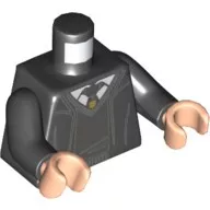 973pb4420c01c11 - LEGO fekete minfigura felső test, fekete tallár