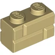 98283c2 - LEGO világos krémszínű (tan) kocka 1 x 2 méretű téglafal mintával