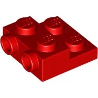 99206c5 - LEGO piros lap 2 x 2 x 2/3 méretű, 2 bütyökkel az oldalán