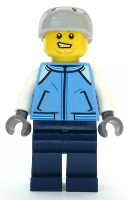 cty1087 - LEGO City  snowboardos minifigura, kék dzsekiben, szürke sisakban