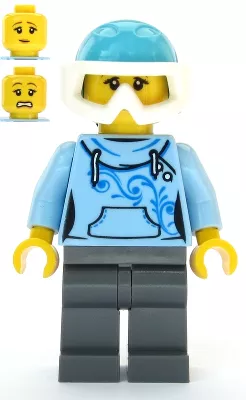 cty1088 - LEGO City  síelőlány minifigura kék kabátban és sisakban