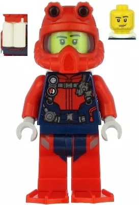cty1166 - LEGO CITY búvár minifigura kék piros búvárruhában