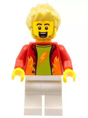 cty1325 - LEGO minifigura kaszkadőr bemondó, fehér nadrágban piros felsőben