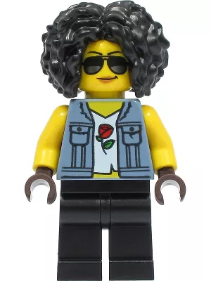 cty1330 - LEGO minifigura stutntz kaszkadőr nő farmerkabátban