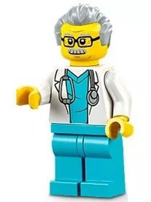 cty1341 - LEGO City férfi doktor minifigura, fehér köpeny, sztetoszkóp