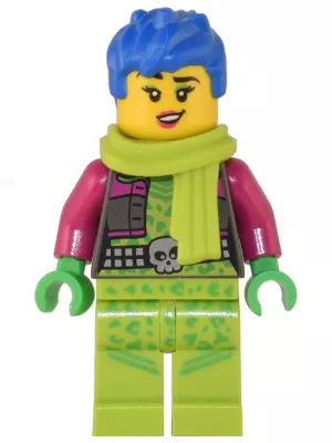 cty1506 - LEGO minifigura, lime sállal, kék hajjal