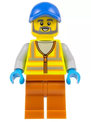 cty1521 - LEGO minifigura kukás, láthatósági mellényben