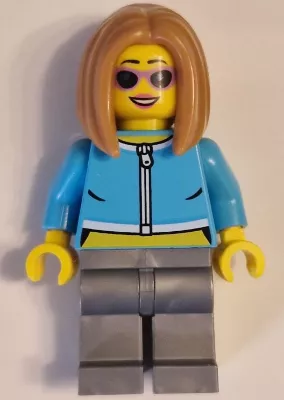 cty1623 - LEGO minifigura hölgy kék pulcsiban