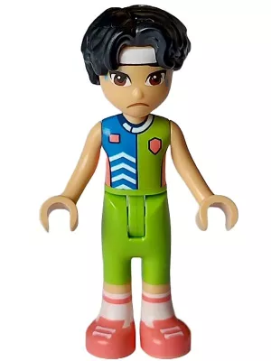 frnd641 - LEGO Friends Niko minifigura lime sportruhában