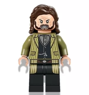 hp337 - LEGO Harry Potter minifigura - Sirius Black, sötétbarna haj, zöld kabát