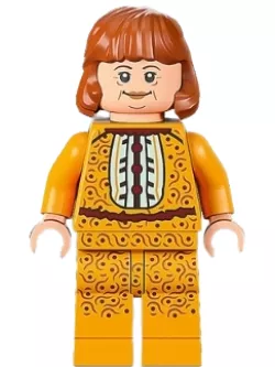 hp340 - LEGO Harry Potter minifigura - Molly Weasley, világos narancssárga ruha