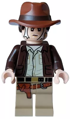 iaj056 - LEGO Minifigura - Indiana Jones, pókhálóval az arcán