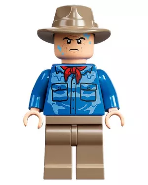 jw096 - LEGO Jurassic World Alan Grant minifigura, vízfoltokkal