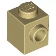 87087c2 - LEGO világos krémszínű (tan) kocka 1 x 1 méretű oldalán 1 bütyökkel