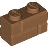 98283c150 - LEGO közepesen sötét bőrszínű (medium dark flesh) kocka 1 x 2 méretű téglafal mintával