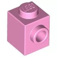 87087c104 - LEGO világos pink kocka 1 x 1 méretű oldalán 1 bütyökkel