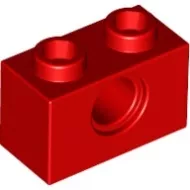 3700c5 - LEGO piros technic kocka 1 x 2 méretű, lyukkal