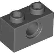 3700c85 - LEGO sötétszürke technic kocka 1 x 2 méretű, lyukkal