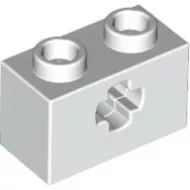 32064c1 - LEGO fehér technic kocka 1 x 2 méretű, X-lyukkal