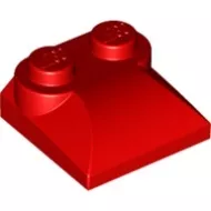 47457c5 - LEGO piros kocka 2 x 2 x 2/3 méretű, két bütyökkel, íves véggel