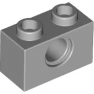 3700c86 - LEGO világosszürke technic kocka 1 x 2 méretű, lyukkal