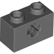 32064c85 - LEGO sötétszürke technic kocka 1 x 2 méretű, X-lyukkal