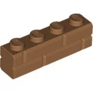 15533c150 - LEGO közepesen sötét bőrszínű (medium dark flesh) kocka 1 x 4 méretű téglafal mintával