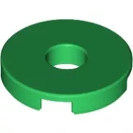 15535c6 - LEGO zöld kerek csempe, lyukkal, 2 x 2 méretű