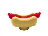 25386c233078c5 - LEGO világos krémszínű (tan) hot dog zsemle piros hot dog kolbásszal