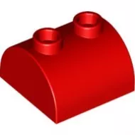 30165c5 - LEGO piros kocka 2 x 2 méretű, íves tetővel, 2 bütyökkel a tetején