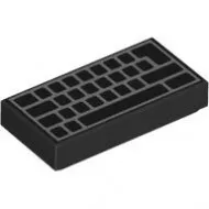 3069bpb0856c11 - LEGO fekete csempe 1 x 2 méretű, billentyűzet mintával