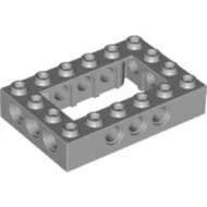 32531c86 - LEGO világosszürke technic kocka, 4 x 6 méretű középen nyitott, pin csatlakozókkal