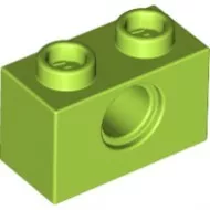 3700c34 - LEGO lime technic kocka 1 x 2 méretű, lyukkal