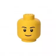 40321724 LEGO Tároló doboz Minifigura fej alakú, sárga fiú mintával, L-es méretben
