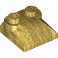47457c115 - LEGO gyöngyház arany kocka 2 x 2 x 2/3 méretű, két bütyökkel, íves véggel