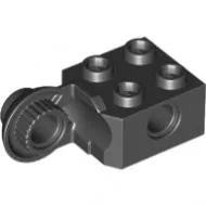 48171c11 - LEGO fekete technic kocka 2 x 2 méretű, pin foglalattal, függőleges fél forgó zsanérral