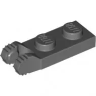 54657c85 - LEGO sötétszürke lap 1 x 2 méretű, 2 zsanér csatlakozóval (7 foggal)