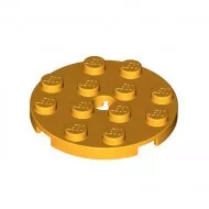 60474c110 - LEGO élénk világos narancssárga lap 4 x 4 méretű, kerek lyukkal a közepén
