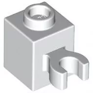 60475bc1 - LEGO fehér kocka 1 x 1 méretű függőleges klipsszel (O)