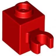 60475bc5 - LEGO piros kocka 1 x 1 méretű függőleges klipsszel (O)