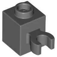 60475bc85 - LEGO sötétszürke kocka 1 x 1 méretű függőleges klipsszel (O)